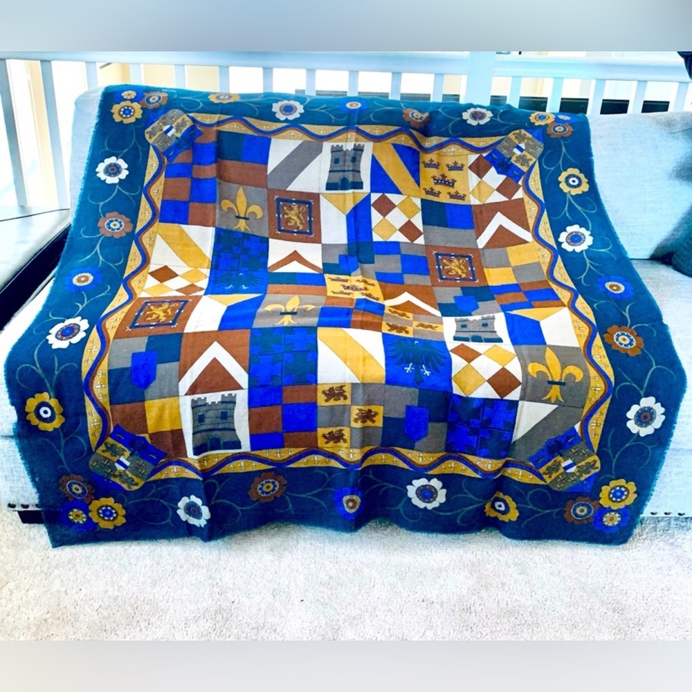 Authentic Furla Blue and Yellow Floral Scarf 💙🧡💛52”X52” .
